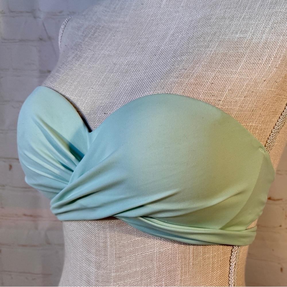 Victoria's Secret PINK Crossover Halter Mint Green Bikini StraplessTop 34 C/D M